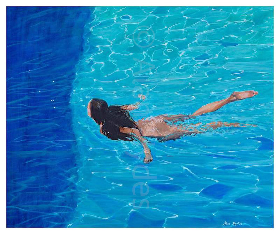 Alan Hydes painting of Girl swimming